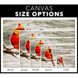 Cardinal bird, Psalm 91:4 He will cover you with his feathers wall art canvas size options