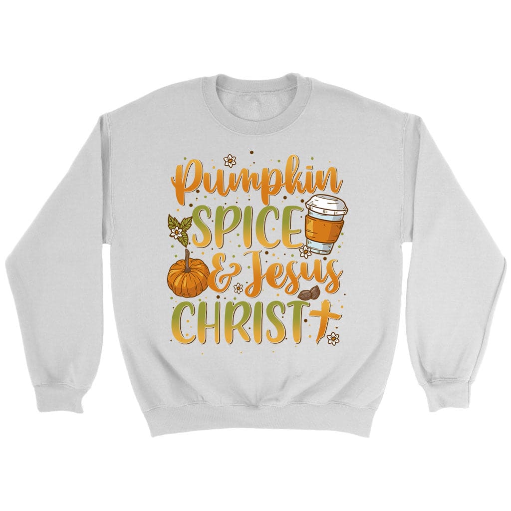 Pumpkin Spice And Jesus Christ Sweatshirt White / S