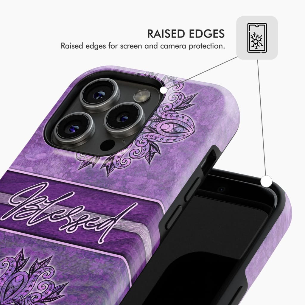 (Purple) Blessed phone case - Christian