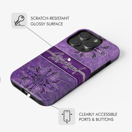 (Purple) Blessed phone case - Christian