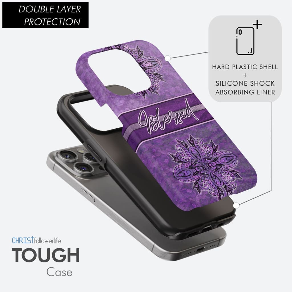 (Purple) Blessed phone case - Christian