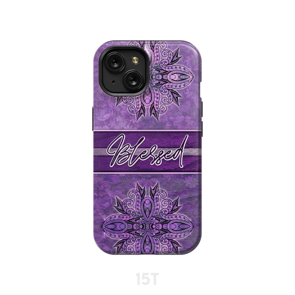(Purple) Blessed phone case - Christian iPhone 15 / Tough