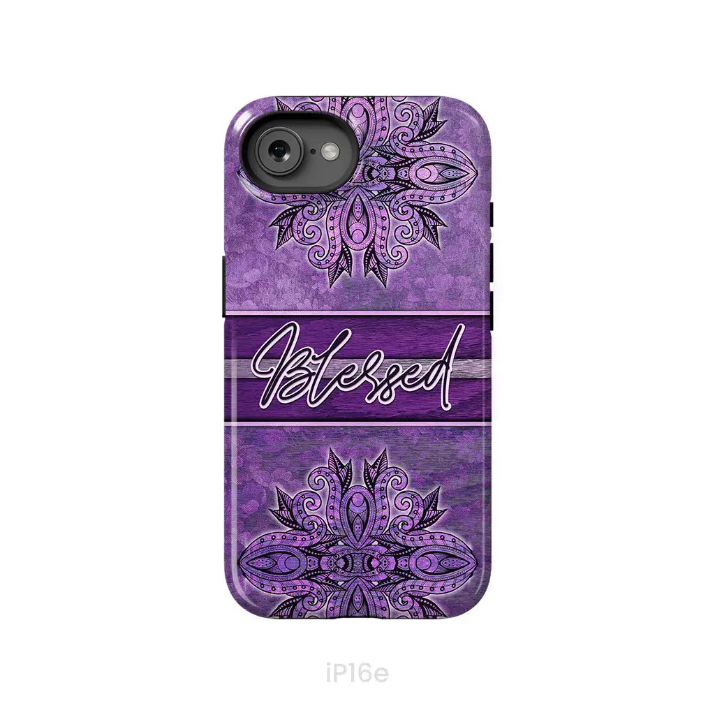 (Purple) Blessed phone case - Christian phone case iPhone 16e / Tough Case