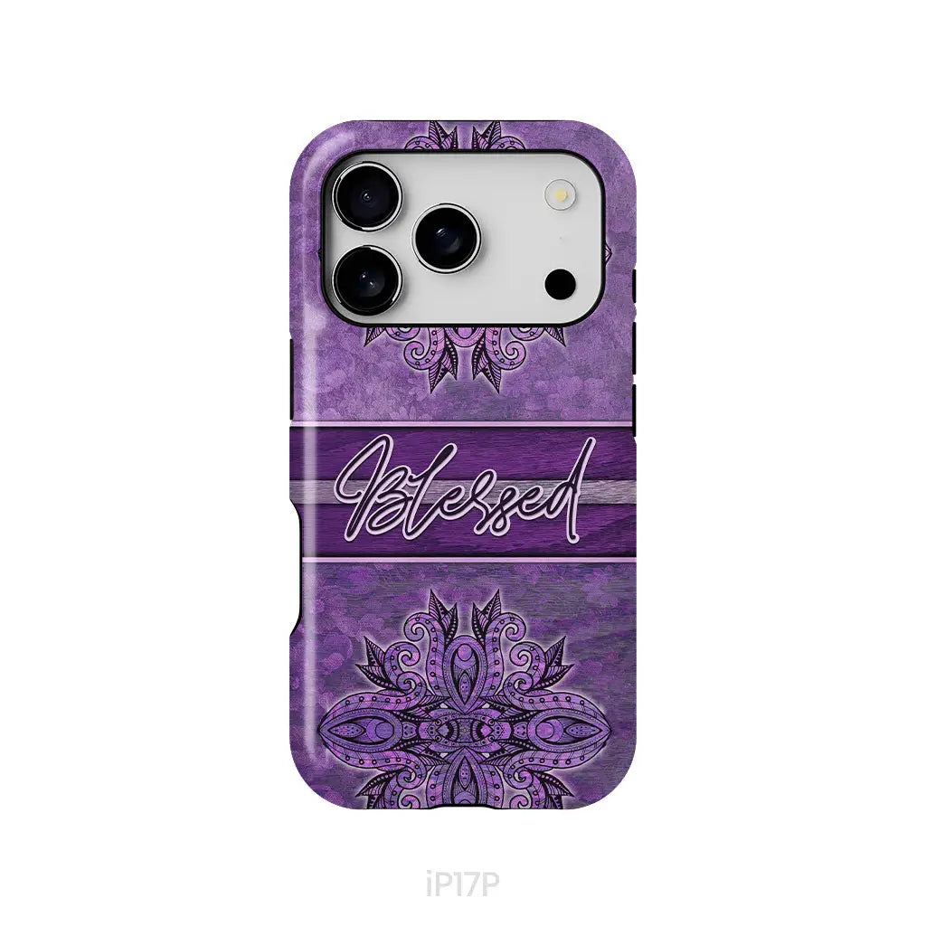 (Purple) Blessed phone case - Christian phone case iPhone 17 Pro / Tough Case