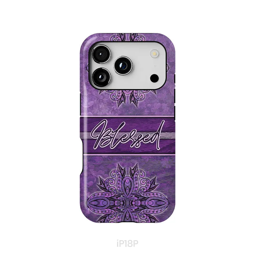 (Purple) Blessed phone case - Christian phone case iPhone 18 Pro / Tough Case
