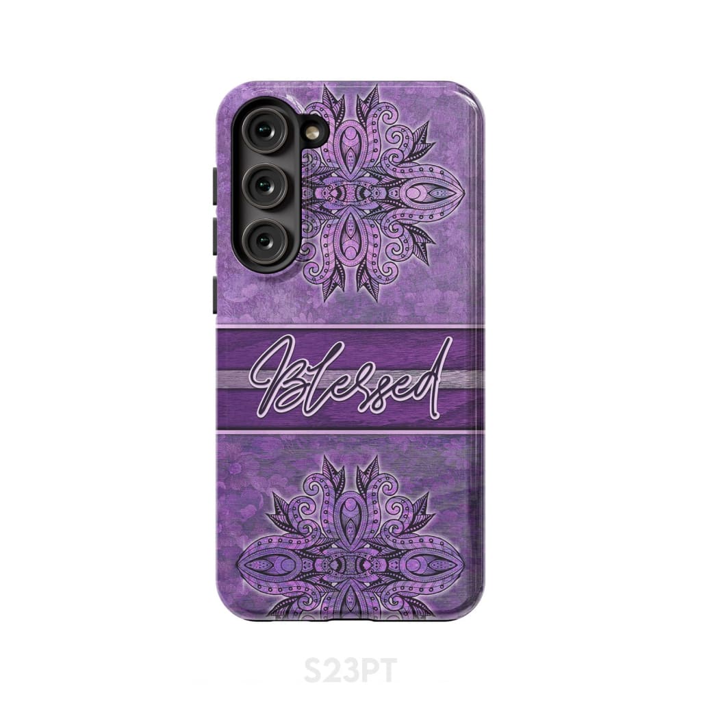 (Purple) Blessed phone case - Christian Samsung Galaxy S23 Plus / Tough