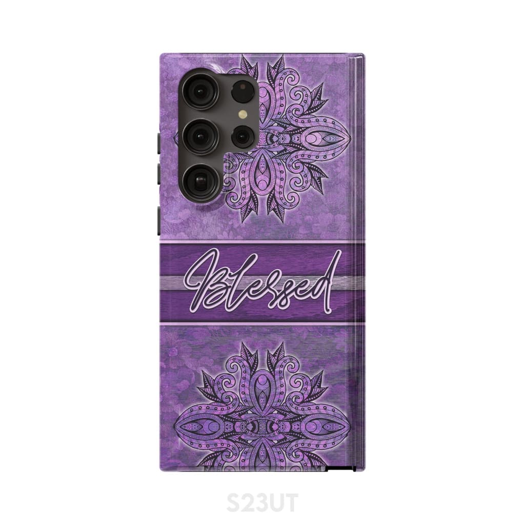 (Purple) Blessed phone case - Christian Samsung Galaxy S23 Ultra / Tough