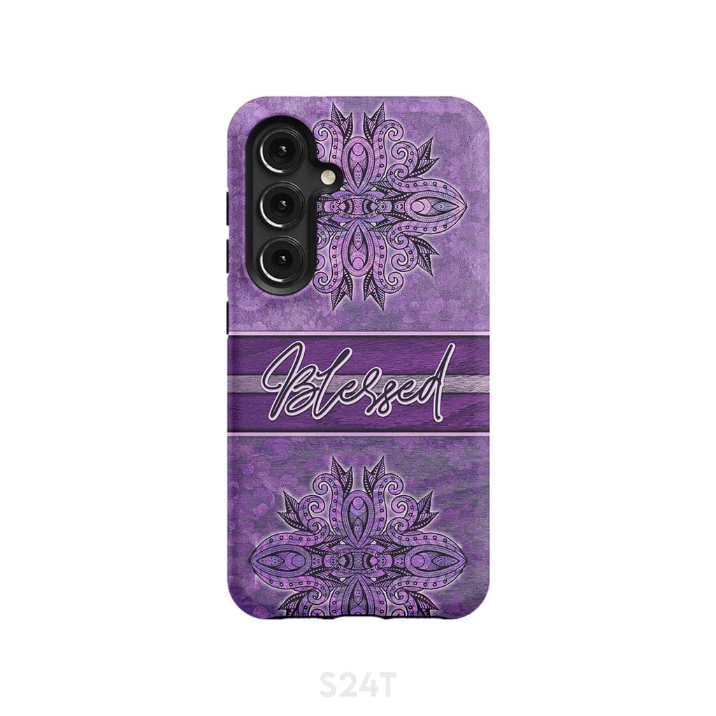 (Purple) Blessed phone case - Christian Samsung Galaxy S24 / Tough
