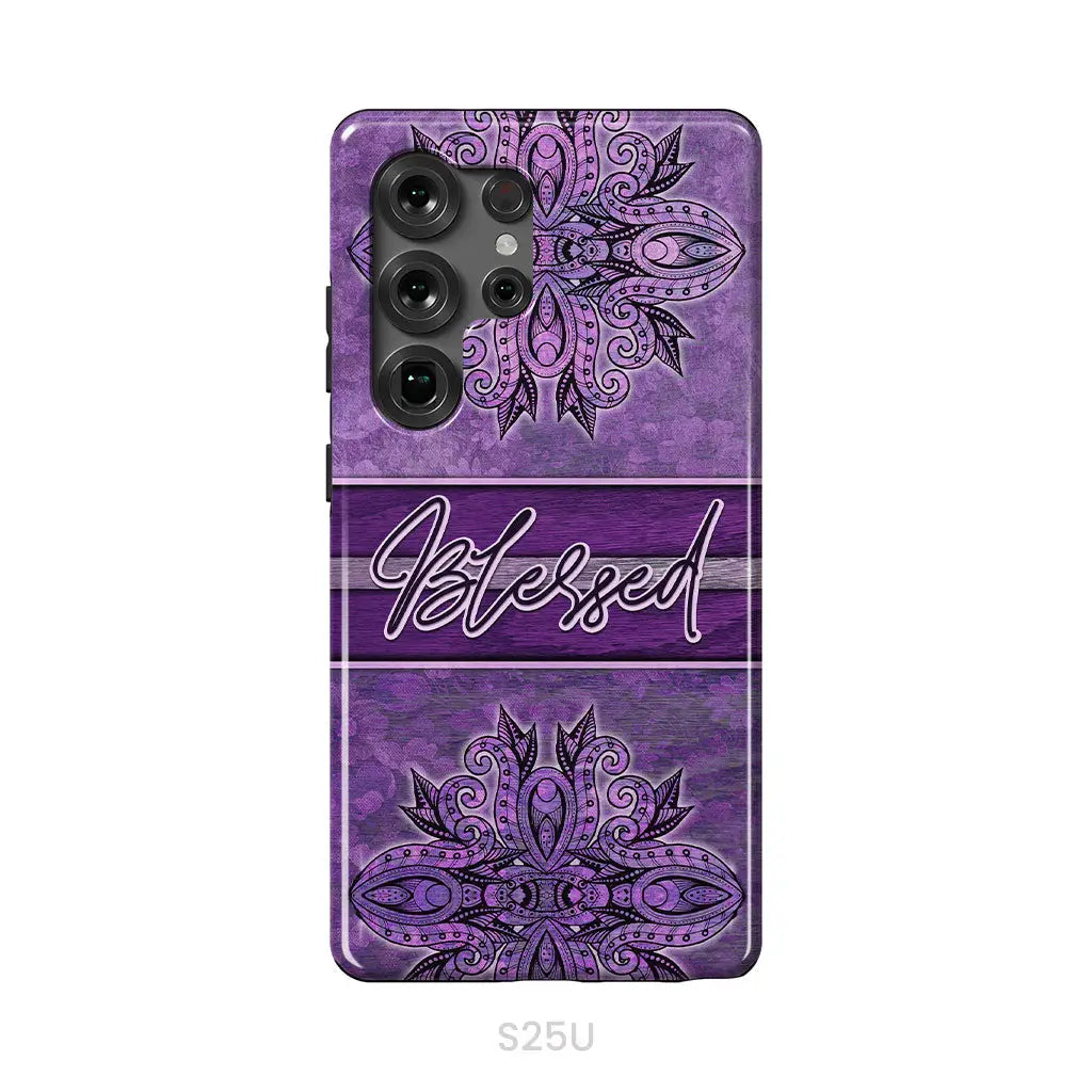 (Purple) Blessed phone case - Christian phone case Samsung Galaxy S25 Ultra / Tough Case
