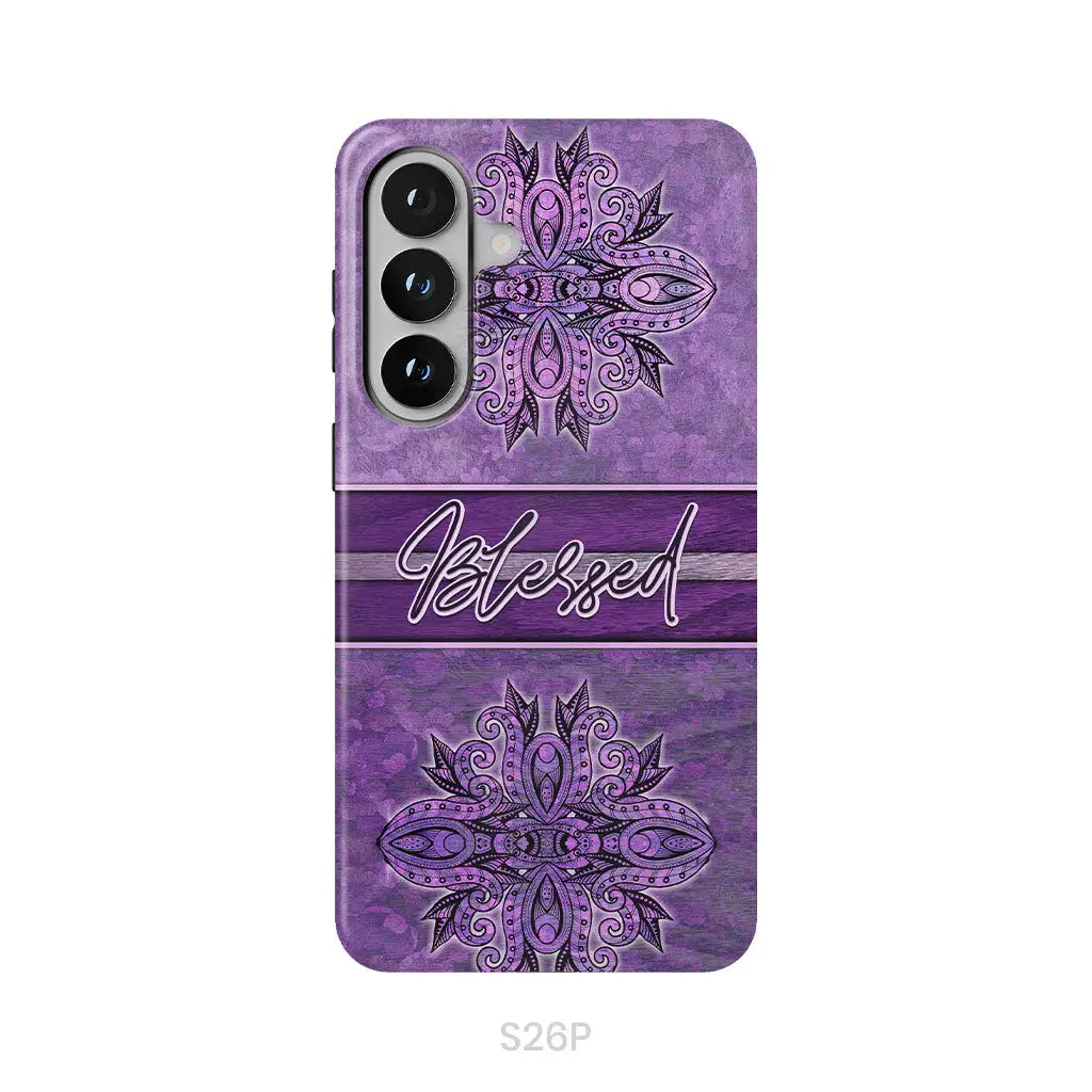 (Purple) Blessed phone case - Christian phone case Samsung Galaxy S26 Plus / Tough Case