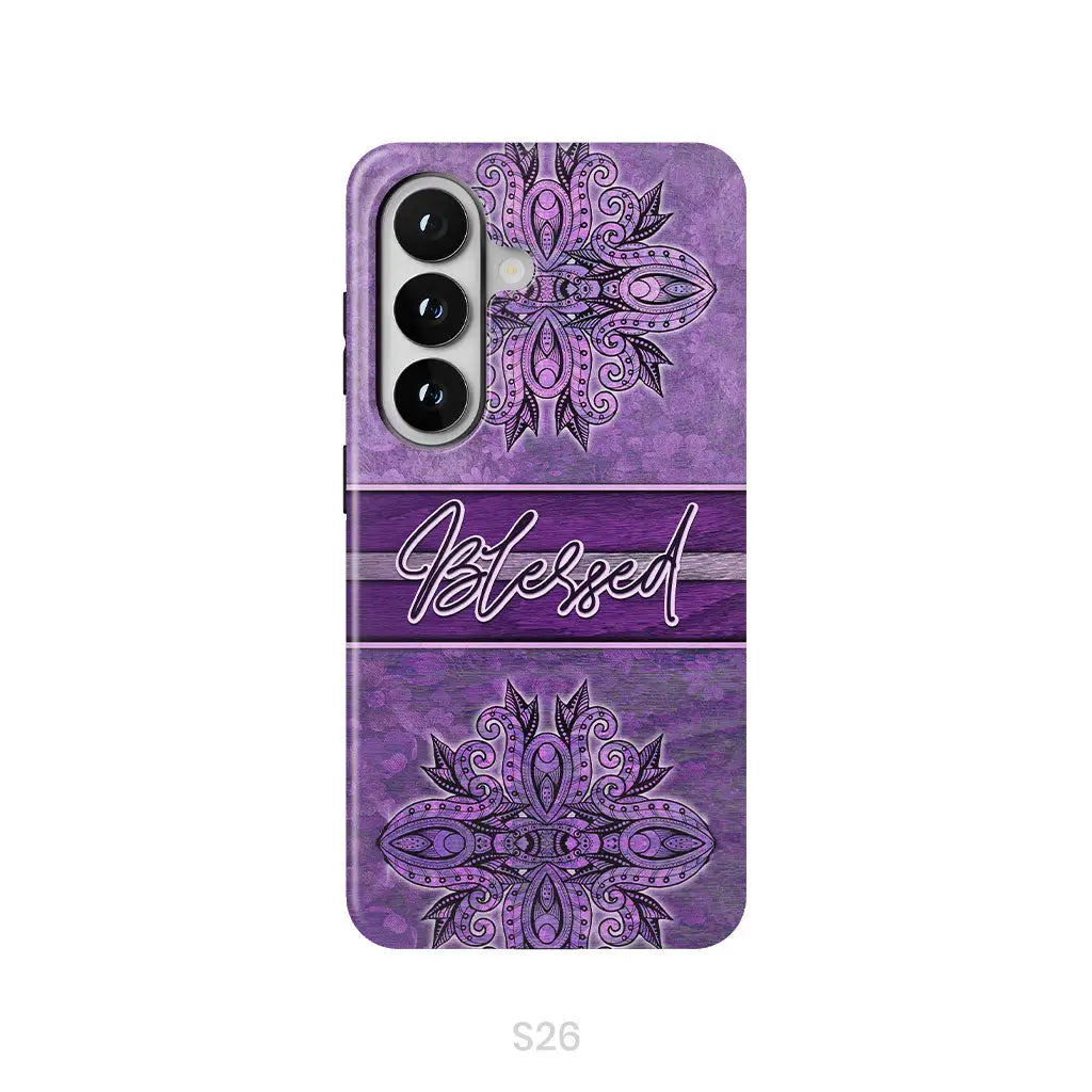 (Purple) Blessed phone case - Christian phone case Samsung Galaxy S26 / Tough Case