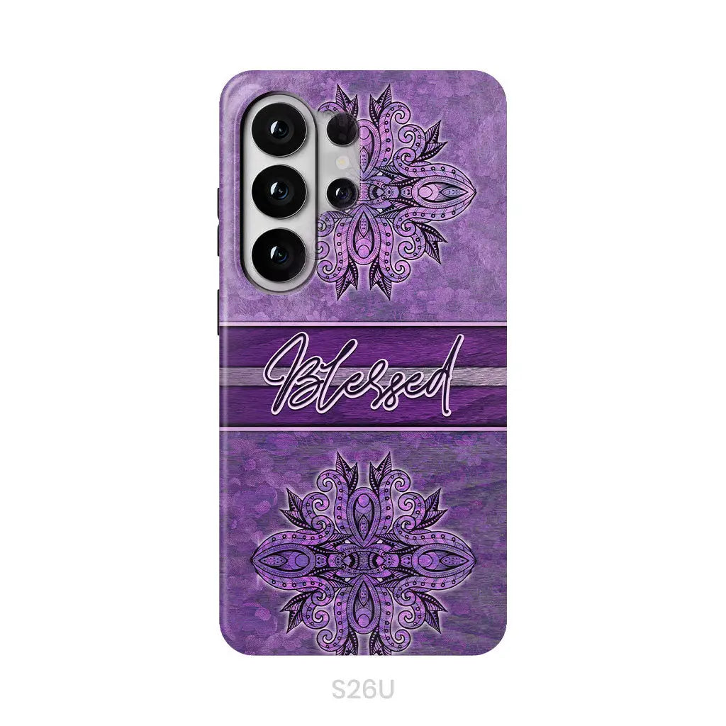 (Purple) Blessed phone case - Christian phone case Samsung Galaxy S26 Ultra / Tough Case