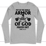Put on the whole armor of God long sleeve shirt Athletic Heather / S
