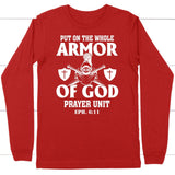 Put on the whole armor of God long sleeve shirt Red / S