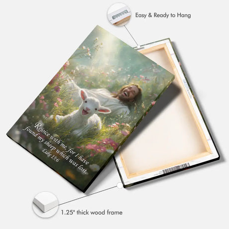 Rejoice with Me for I Have Found My Sheep Which Was Lost Luke 15:6 Christian Wall Art Canvas