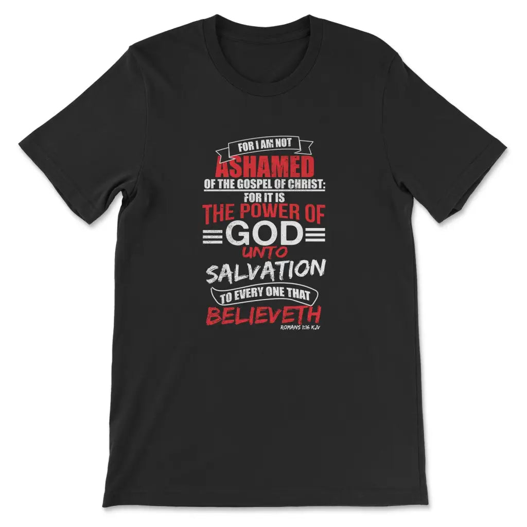 Romans 1:16 KJV Christian t-shirt Black / S