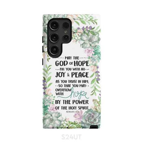 Romans 15:13 May the God of hope fill you with all joy and peace phone case Samsung Galaxy S24 Ultra / Tough