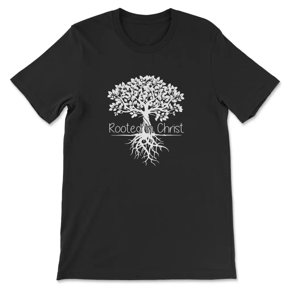 Rooted In Christ Christian T-shirt Black / S