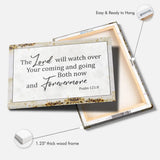 Rustic Christian Wall Art: The Lord Will Watch Over Your Coming Going Canvas Print