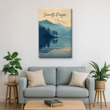Serenity Prayer canvas, peaceful lake scene, inspirational Christian gift for birthdays or housewarmings.