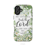 She confidently trusts the lord to take care of her Psalm 112:7 phone case iPhone 16 Plus / Tough Case