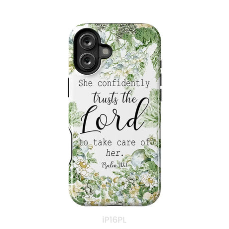 She confidently trusts the lord to take care of her Psalm 112:7 phone case iPhone 16 Plus / Tough Case