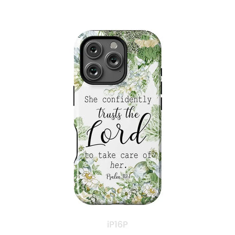 She confidently trusts the lord to take care of her Psalm 112:7 phone case iPhone 16 Pro / Tough Case