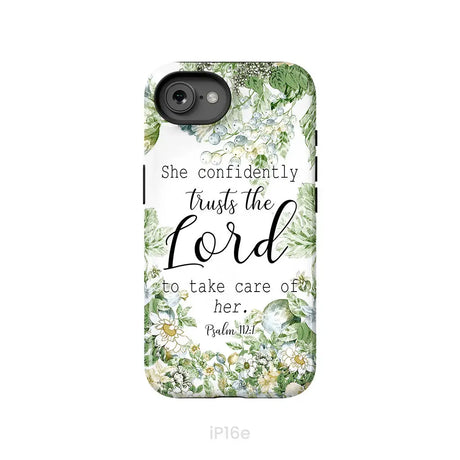 She Confidently Trusts The Lord To Take Care Of Her Psalm 112:7 Phone Case iPhone 16e / Tough Case