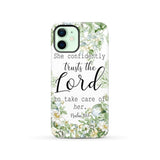 She confidently trusts the lord to take care of her Psalm 112:7 phone case iPhone 12 / Tough