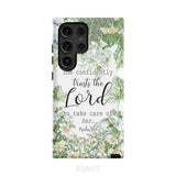 She confidently trusts the lord to take care of her Psalm 112:7 phone case Samsung Galaxy S24 Ultra / Tough