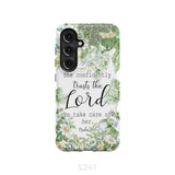 She confidently trusts the lord to take care of her Psalm 112:7 phone case Samsung Galaxy S24 / Tough