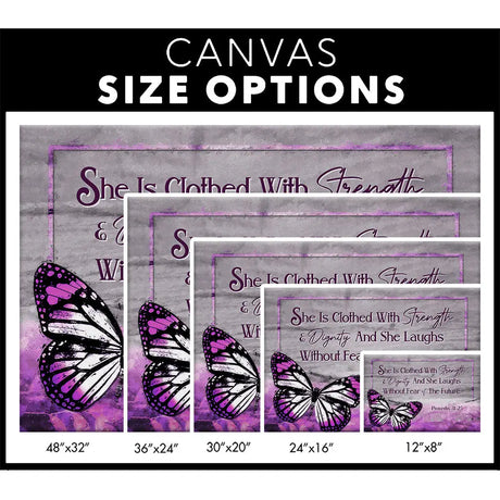 She is clothed with strength and dignity wall art canvas size options