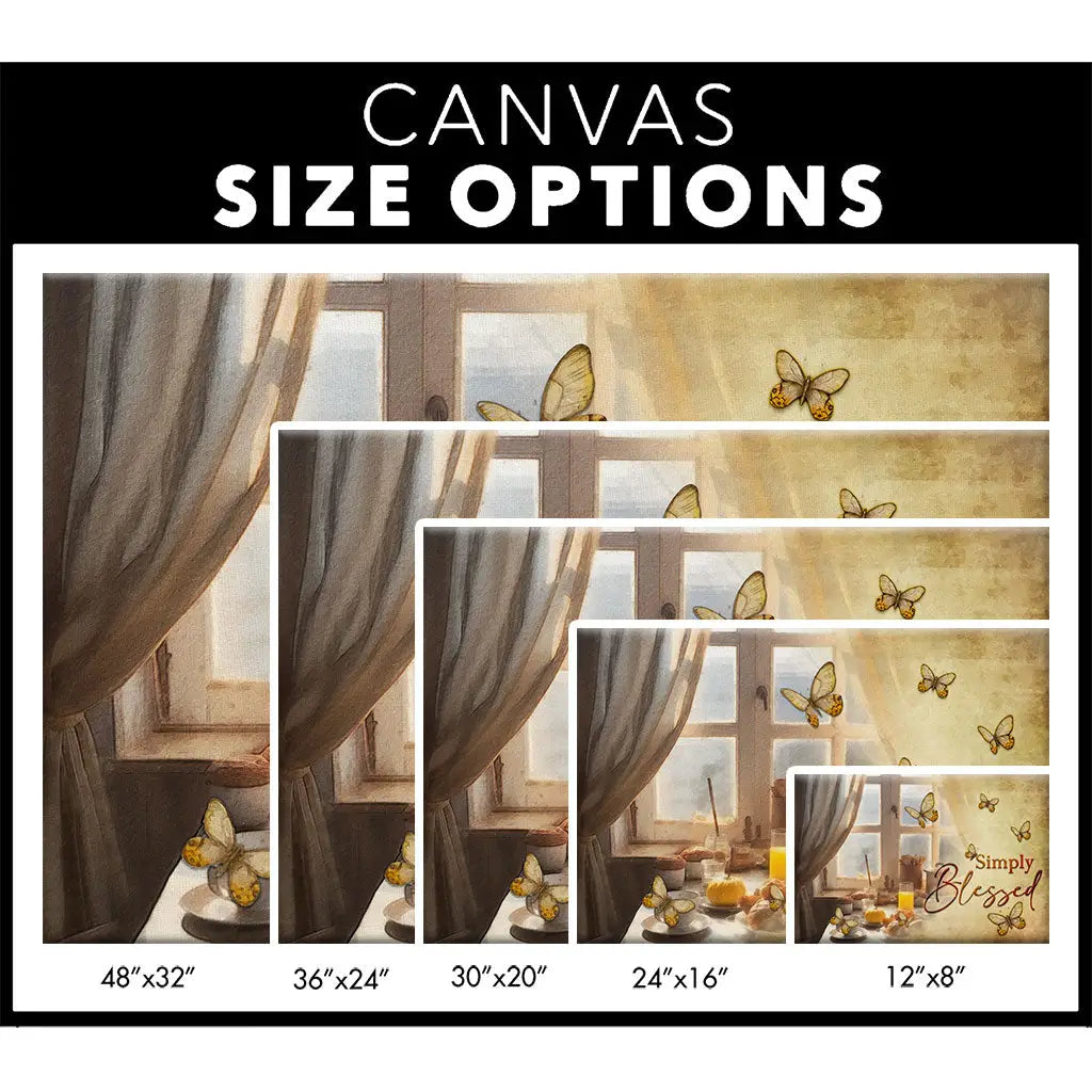 Simply Blessed Butterfly Window Wall Art Canvas Size Options