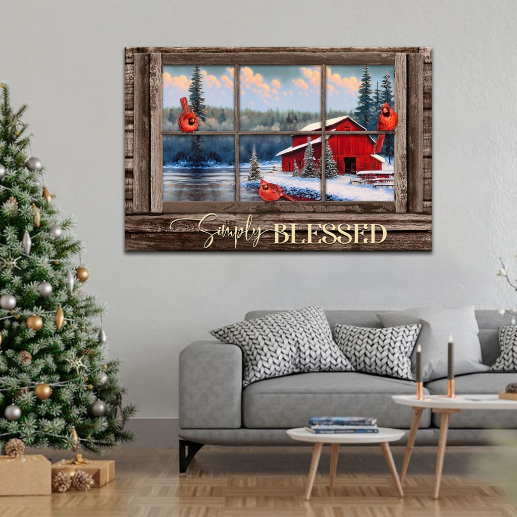 Simply Blessed Christmas Wall Art Canvas, Farmhouse Red Cardinal ... Simply Blessed Christmas Wall Art Canvas, Farmhouse Red Cardinal ...