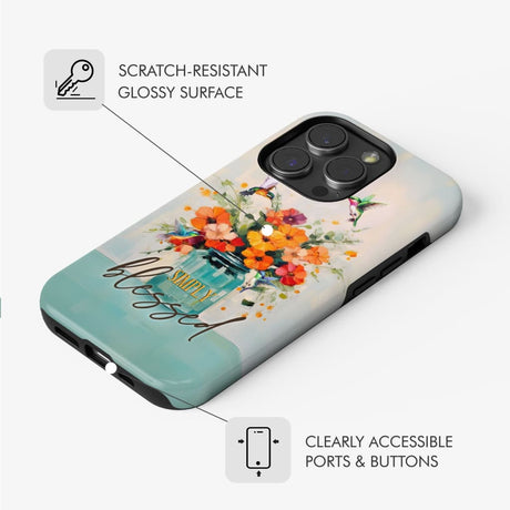 Simply Blessed Hummingbird Vase of Flowers Christian Phone Case