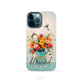Simply Blessed Hummingbird Vase of Flowers Christian Phone Case iPhone 12 Pro / Tough