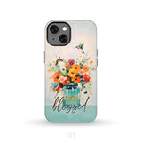 Simply Blessed Hummingbird Vase of Flowers Christian Phone Case iPhone 13 / Tough