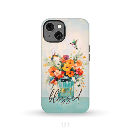 Simply Blessed Hummingbird Vase of Flowers Christian Phone Case iPhone 13 / Tough