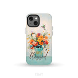 Simply Blessed Hummingbird Vase of Flowers Christian Phone Case iPhone 13 Mini / Tough