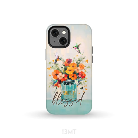 Simply Blessed Hummingbird Vase of Flowers Christian Phone Case iPhone 13 Mini / Tough