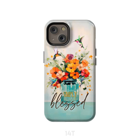 Simply Blessed Hummingbird Vase of Flowers Christian Phone Case iPhone 14 / Tough