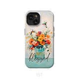 Simply Blessed Hummingbird Vase of Flowers Christian Phone Case iPhone 15 / Tough