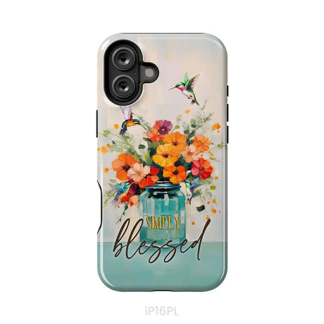 Simply Blessed Hummingbird Vase of Flowers Christian Phone Case iPhone 16 Plus / Tough Case