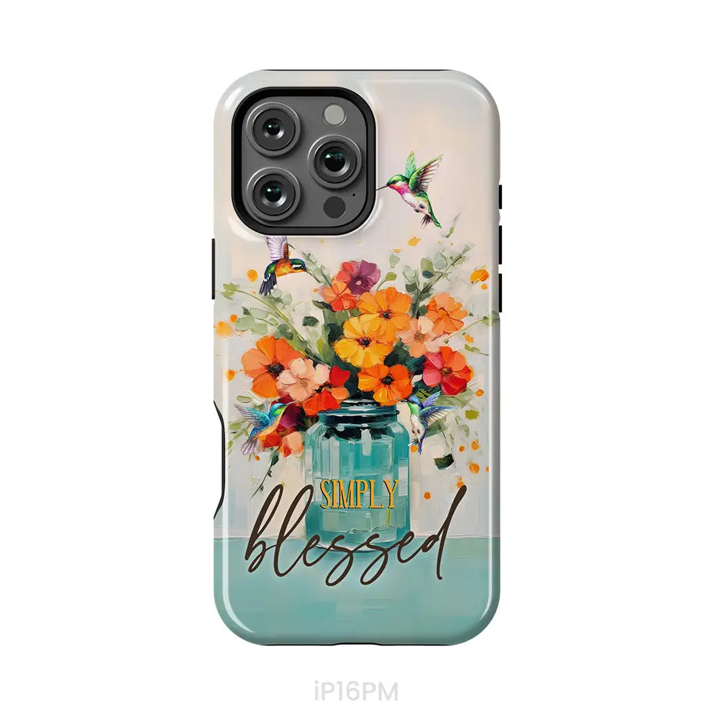 Simply Blessed Hummingbird Vase of Flowers Christian Phone Case iPhone 16 Pro Max / Tough Case