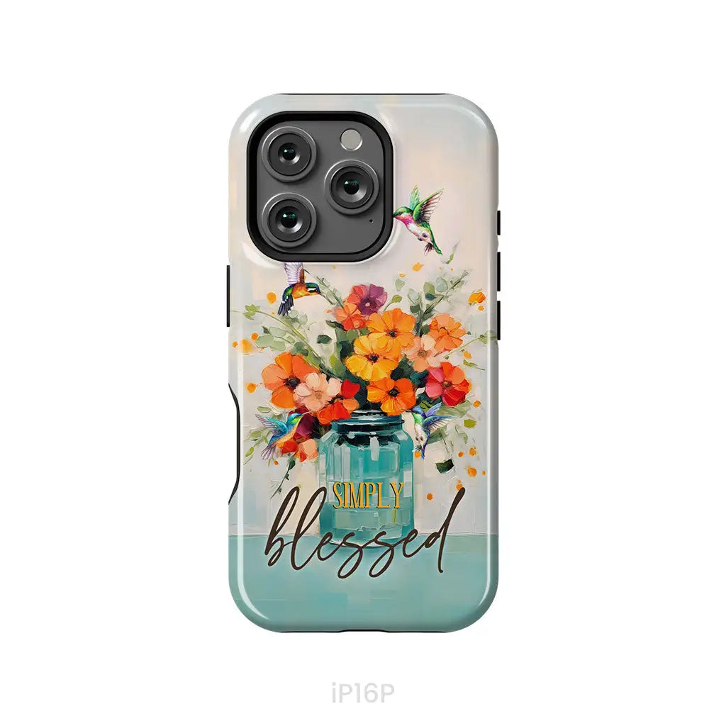 Simply Blessed Hummingbird Vase of Flowers Christian Phone Case iPhone 16 Pro / Tough Case