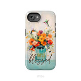 Simply Blessed Hummingbird Vase of Flowers Christian Phone Case iPhone 16e / Tough Case