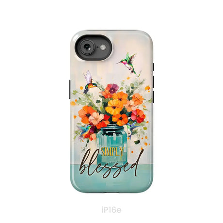 Simply Blessed Hummingbird Vase of Flowers Christian Phone Case iPhone 16e / Tough Case