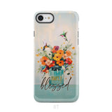 Simply Blessed Hummingbird Vase of Flowers Christian Phone Case iPhone 8 / Tough