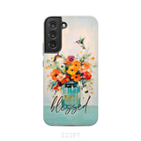 Simply Blessed Hummingbird Vase of Flowers Christian Phone Case Samsung Galaxy S22 Plus / Tough