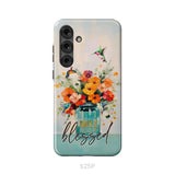 Simply Blessed Hummingbird Vase of Flowers Christian Phone Case Samsung Galaxy S25 Plus / Tough Case